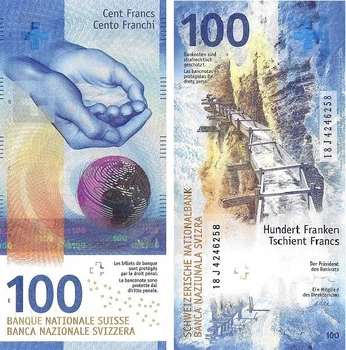 Банкнота 100 франків Швейцарія 2018 рік UNC