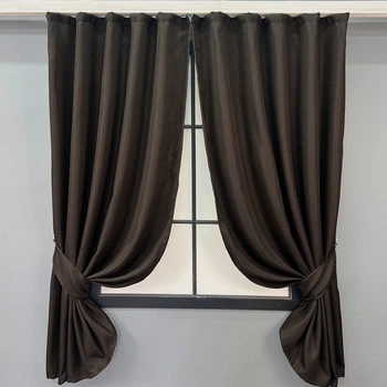 Комплект коротких штор VR-Textil Льон-блекаут № 1180ш Венге 130х170см 2 шт (35-0338)