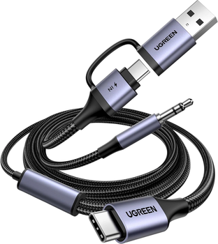 Adapter Ugreen 2-in-1 USB-C - USB-A/C + minijack with charging function Black (6941876240098)