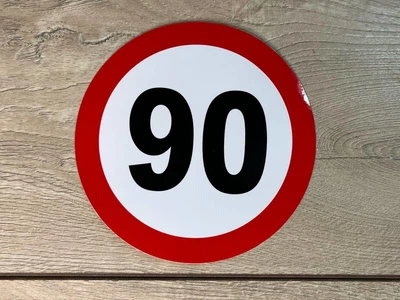 Наклейка знак ограничения скорости 90 , размер 16 см. Качественная ламинированая
