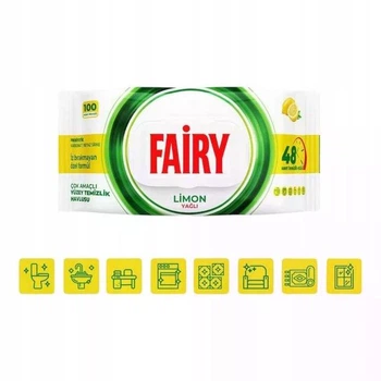 Універсальні вологі серветки для прибирання в домі Fairy Surface Clean Wipes з лимонною олією, білим оцтом та харчова содою 100 штук