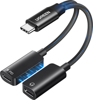 Adapter Ugreen 2in1 USB-C to 2xUSB-C (Audio + Charging) Black (6941876248001)