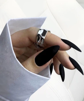 Накладные ногти Nail Black чёрные матовые, форма стилет, длинные, 20 шт