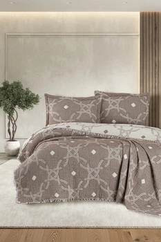 Муслиновое покрывало с наволочками First Choice Blooming 240 х 260 см Montela Brown
