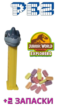 PEZ Dispenser Jurassic World Explorers Brachiosaurus (PEZ диспенсер "Мир Юрского периода" Брахиозавр) с конфетами 17 г (2 уп х 8,5г) 1 шт Брахіозавр