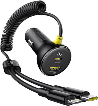 Автомобільний зарядний пристрій Baseus Circular 60W USB-A + USB-C Black (6932172677183)