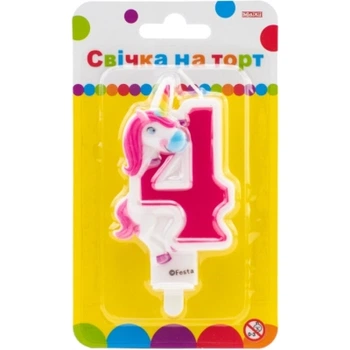 Свеча Maxi двостороння "4" із зображенням єдинорога висотою 7,62 см (MX622066-4)