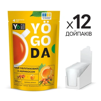 Чай «Обліпиховий з Абрикосом» YOGODA З медом 12шт х 50г ШоуБокс 003015