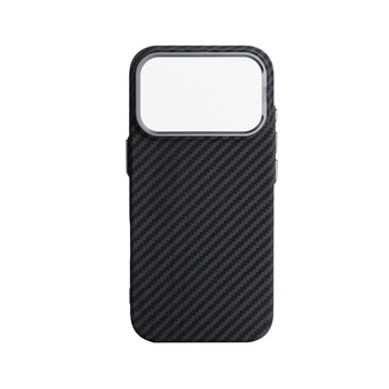 Карбоновый чехол для Apple iPhone 17 Pro, LikeCarbon2 MagCase, Черный, тонкий защитный чехол-панель из поликарбоната с магнитами N52, MagSafe, противоударный, совместим с беспроводной зарядкой, приподнятые края для защиты камеры
