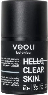 Сонцезахисний крем для обличчя Veoli Botanica Hello Clear Skin захист широкого спектру від фотостаріння Spf 50+ 50 мл (5907190822571)