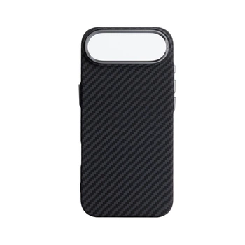 Карбоновый чехол для Apple iPhone 17 Air, LikeCarbon2 MagCase, Черный, тонкий защитный чехол-панель из поликарбоната с магнитами N52, MagSafe, противоударный, совместим с беспроводной зарядкой, приподнятые края для защиты камеры