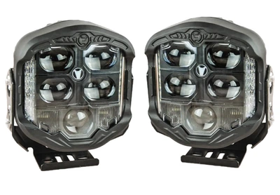 LED фара прямокутна лінзована (2шт) 96W ближній + дальній чітка 12-24V (20x20x8СМ) фари на трактор МТЗ