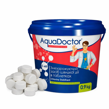 Быстрый шок хлор для бассейна в таблетках AquaDoctor C-60T 0.9 кг