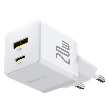 Зарядное устройство Baseus Palm Fast Charger USB-C+USB 20W White (P10111608213-00)