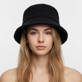 Женская панамка теплая из натуральной шерсти JUGO Bucket Hat Boucle Черный, L/57-58