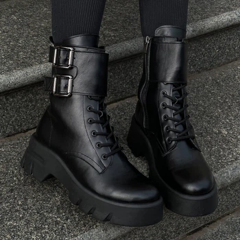 Жіночі черевики високі шкіряні ITstyle Чорні 39 25 см (7078)