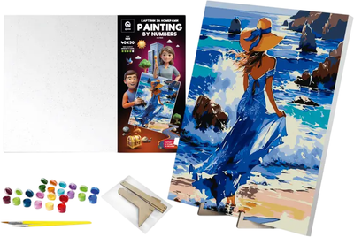 Zestaw do malowania po numerach qbee Ja - Żywioł z drewnianą podstawką 40x50 cm (900-033)