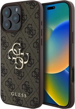 Панель Guess 4G Big Metal Logo для Apple iPhone 16 Pro Max Brown (GUHCP16X4GMGBR)