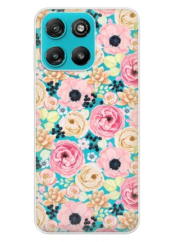 Прозорий силіконовий чохол iSwag для Motorola G57 Power з малюнком - Квітковий букет (ISMMG57P-6)