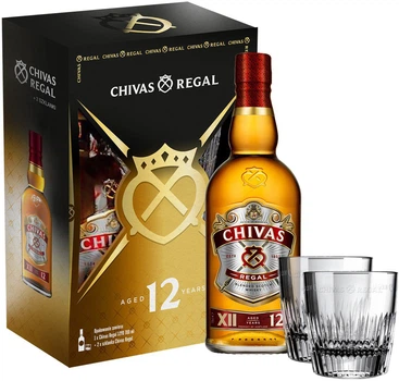 Віскі Chivas Regal 0.7 л 12 років витримки 40% + 2 склянки (5000299622605_5000299601884)