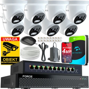 Комплект Force Monitoring 8x IP камера 4 мпх Білий