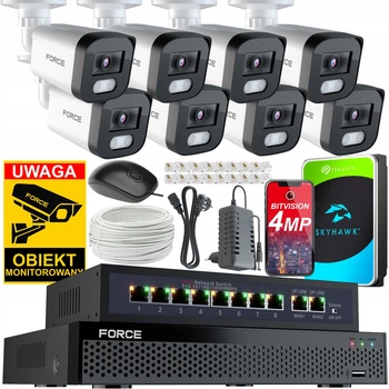 Комплект Force Monitoring 8 x IP камера 4 Мпх Білий