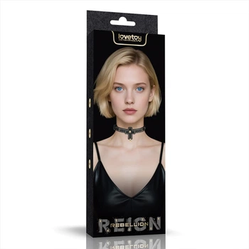 Чокер с крестом из высококачественного полиуретана черный Lovetoy Rebellion Reign Cross Collar