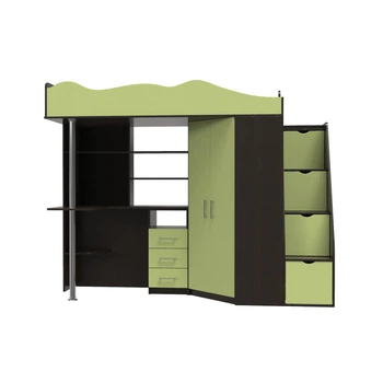 Ліжко-горище дитяче Binky ДС37А right 2332x1800x832 венге та лайм (ДСП) (GABK02050016000)