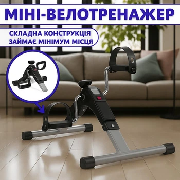 Портативный компактный складной велотренажер для рук и ног с магнитным сопротивлением с LCD дисплеем и счетчиком калорий для дома и офиса