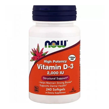 Витамин Д-3, Vitamin D-3, Now Foods, высокоэффективный, 50 мкг (2000 МЕ), 240 гелевых капсулNOW-00377