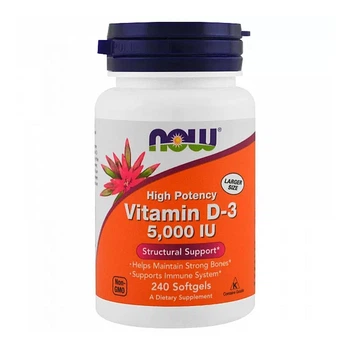 Вітамін Д-3, Vitamin D-3, Now Foods, високоефективний, 125 мкг (5000 МО), 240 гелевих капсулNOW-00373