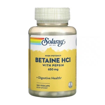 Бетаїн HCl + пепсін (HCL with Pepsin) 650 мг 100 капсул SOR-04814