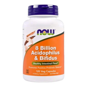 Пробиотики, Acidophilus & Bifidus, Now Foods, 8 млрд КОЕ, 120 вегетарианских капсул NOW-02932