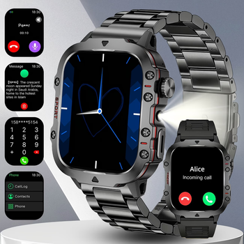 Розумний годинник для чоловіків Smart Watch з ліхтариком для Android і IOS з функцією розмови для спорту фітнес трекер