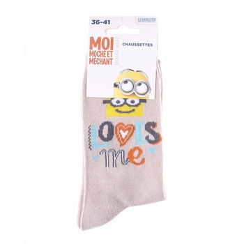 Шкарпетки MinionS Minion+LOVES ME блідо-сіро-жовтий Діт 36-41