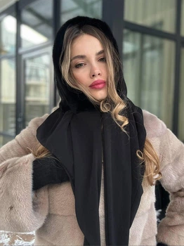 Косинка хустка норкова капор One Size чорна