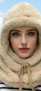 Ушанка, каппор, капюшон, балаклава, вітрозахисна шапка з м'якого флісу Lider 54-62 біж