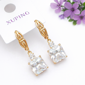 Серьги Xuping Jewelry длина 2.7см ширина 8мм медицинское золото позолота 18К с1395