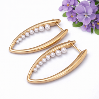Серьги Xuping Jewelry длина 3.3см жемчуг медицинское золото позолота 18К с1633