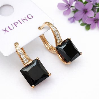 Серьги Xuping Jewelry длина 1.9см ширина 9мм медицинское золото позолота 18К цирконий с1398