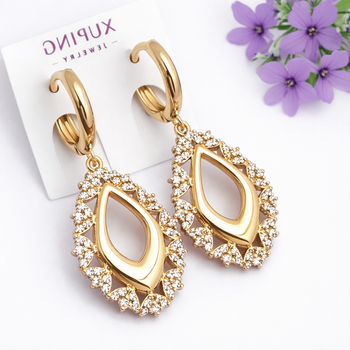 Серьги Xuping Jewelry длина 4.8см ширина 1см медицинское золото позолота 18К с1638
