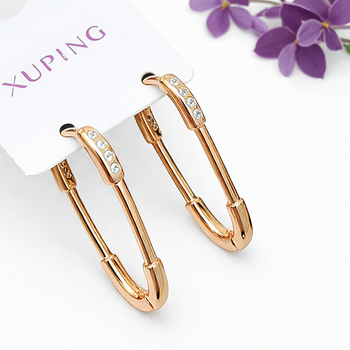 Серьги Xuping Jewelry длина 2.6см медицинское золото позолота 18К булавки с1442