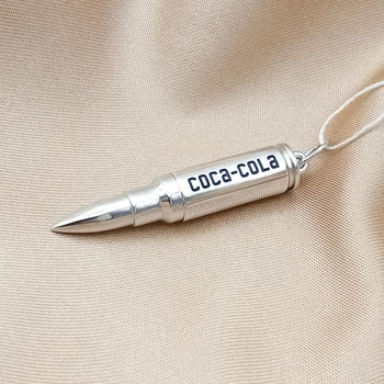 Серебряный подвес куля с гравировкой "Coca-cola" 40х8мм LazerTAC Серебро 925 пробы (86501)