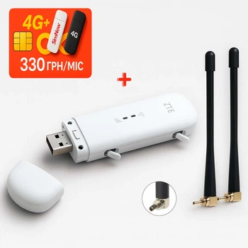 Мобильный 4G USB Wi-Fi модем/роутер ZTE MF79U + 2 антены 4G (LTE) по 4 dB + Подарок — безлимитная SIM-карта Vodafone