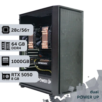 Двухпроцессорная рабочая станция PowerUp #577 Xeon E5 2680 v4 x2/64 GB/SSD 1TB/GeForce RTX 5050 8GB для 3D моделирования видеомонтажа рендеринга для инженеров и архитекторов