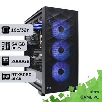 Ігровий комп'ютер GamePC Ultra #570 Ryzen 9 9950 X3D/64 GB/SSD 2TB/GeForce RTX 5080 16GB збірка для кіберспорту сучасних ігор стриму