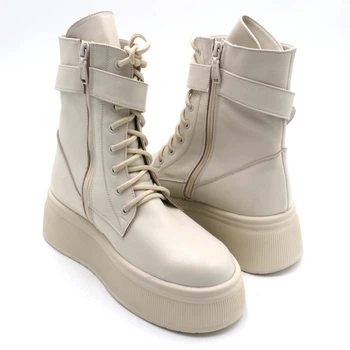 Ботинки женские кожаные зимние, бежевые,39 размер. Foot step (375 с.б)