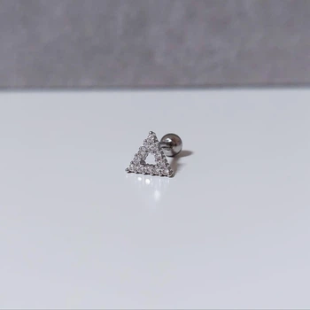 Серьга штанга для пирсинга хеликса, хряща уха DeKolie MK1197-1 серебряная
