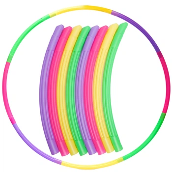 Обруч складной Хула Хуп Hula Hoop FI-338 8 секций салатовый + фиолетовый + желтый + розовый