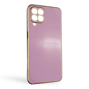 Чохол для Samsung Galaxy M33 5G (SM-M336B) глянцевий із захистом камери із золотою окантовкою бузковий